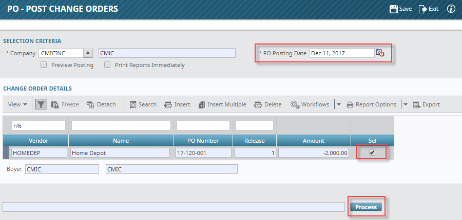 Negative PO Change Order to Reduce Commitments