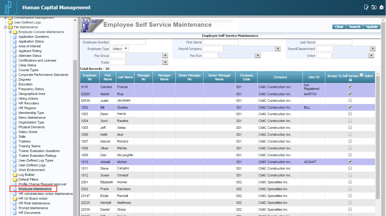 ESS Employee Setup