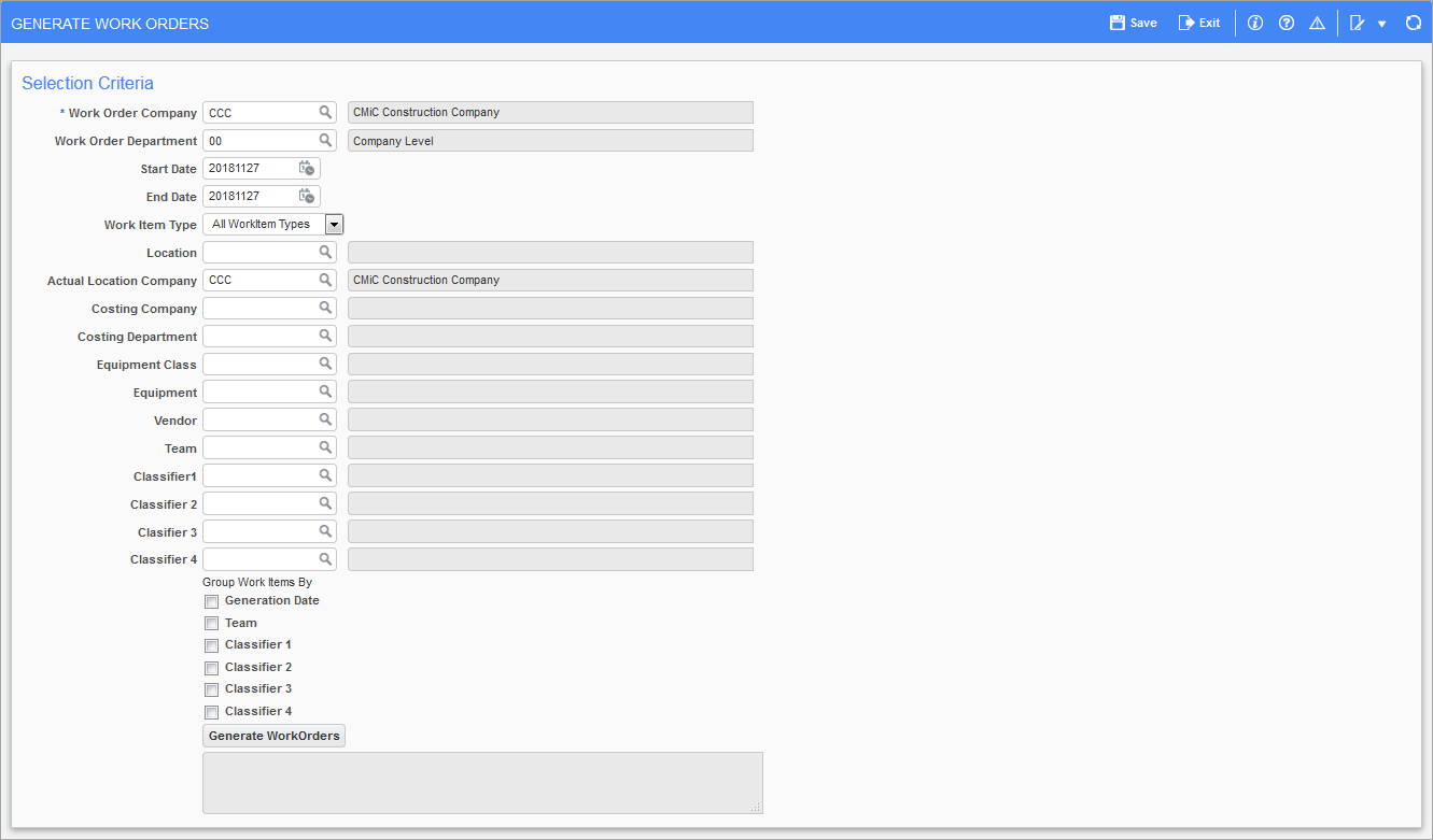 Generate Work Orders