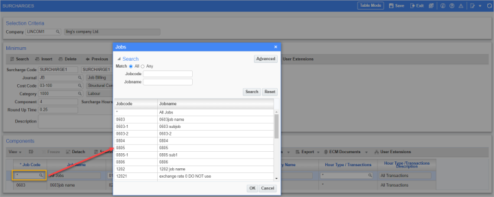 Modified Surcharges Program to Include Job Field and Hour Field
