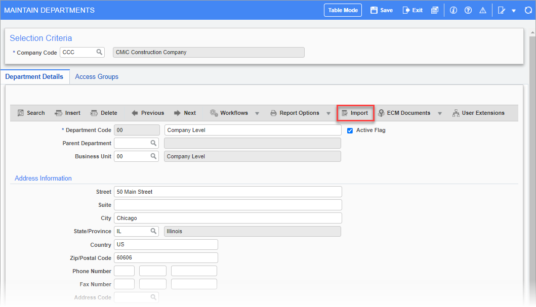 Ability to Import Departments in GL
