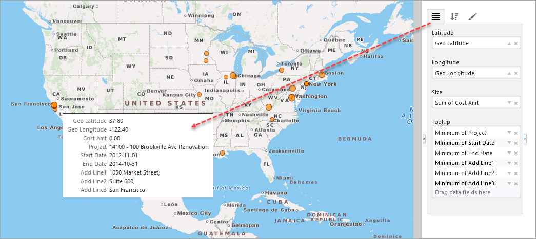 BI Dashboard Builder - Bubble Map Visualizations