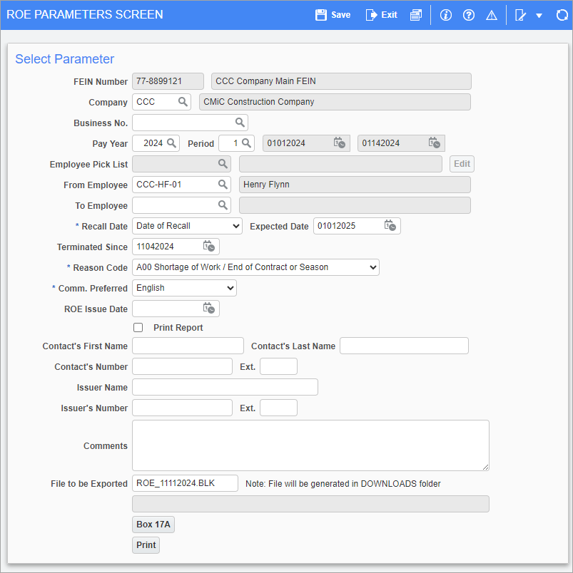 International Payroll - ROE Form