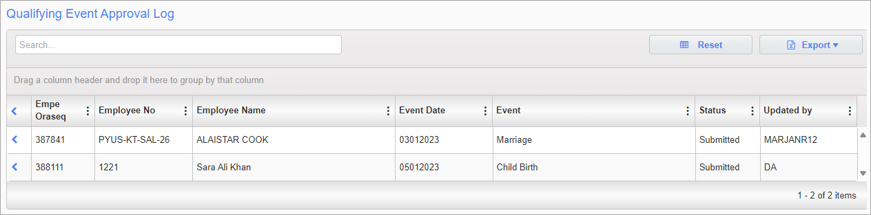 ESS Administrator - Qualifying Event Approval