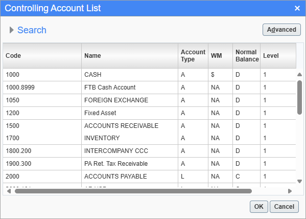 General Ledger - Maintain Accounts (Chart of Accounts)