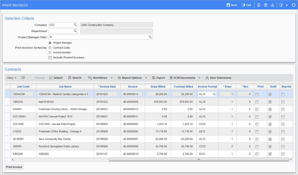 Job Billing - Printing the Customer Invoice