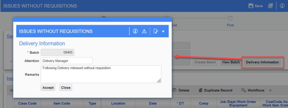 Inventory - Issuing Without a Requisition