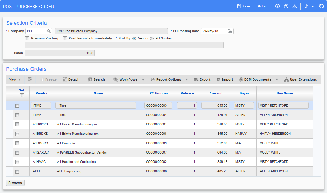 Purchase Order - Posting POs