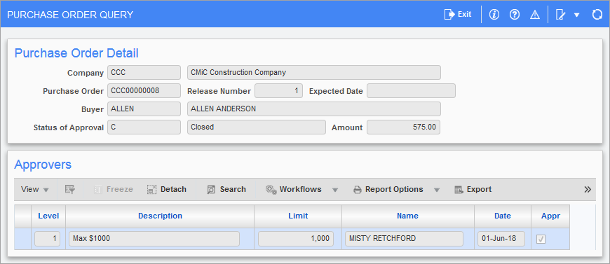Purchase Order - PO Receipt Query