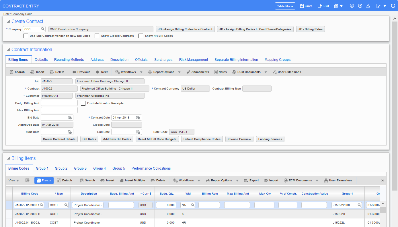 GC Monitor - Setup - Job Billing