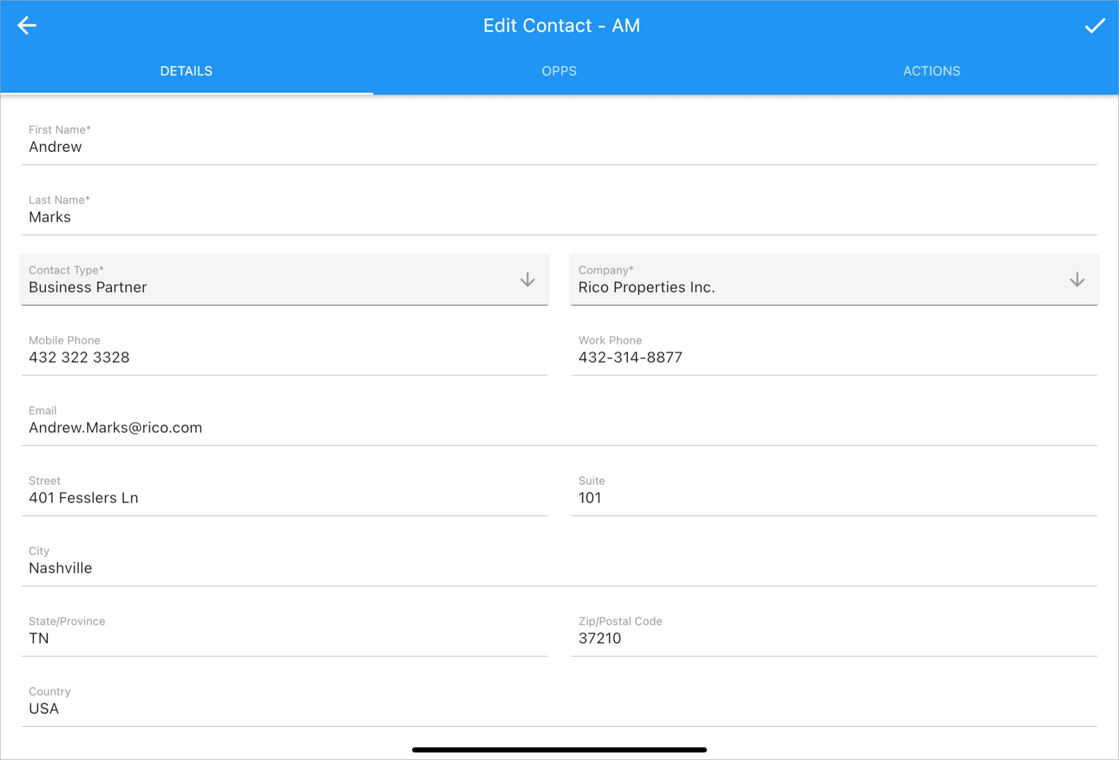 Construct OM App - Contacts