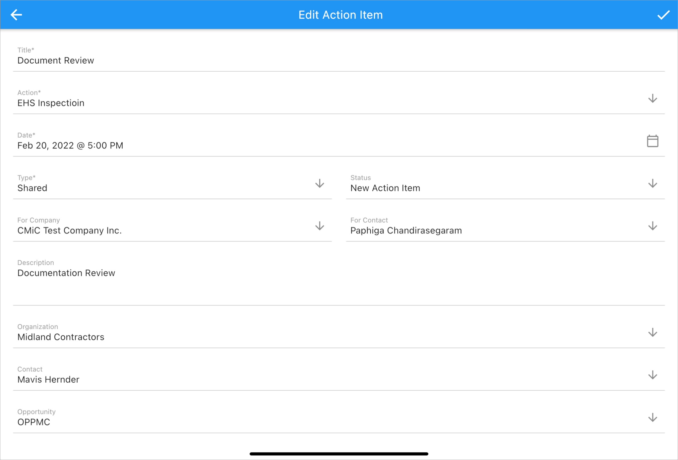 Construct OM App - Action Items
