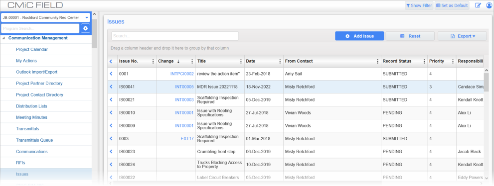 CMiC Field - Change Column in Logs