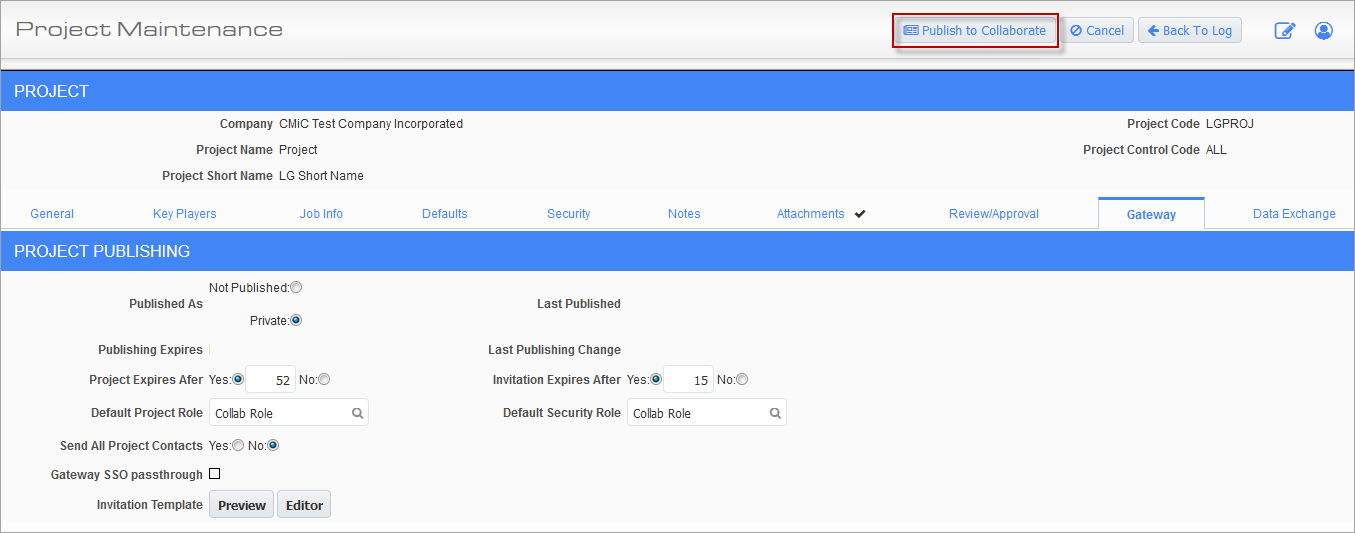 Project Gateway - Publish Projects to Project Gateway Dashboard