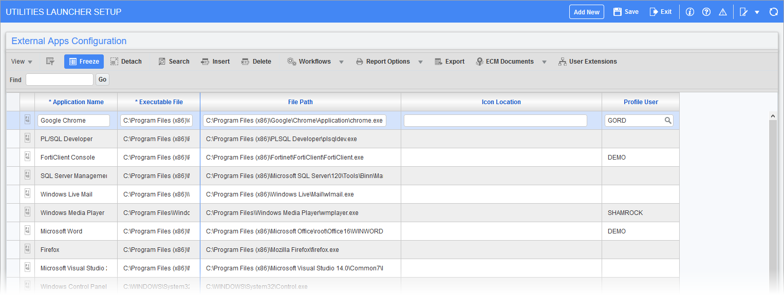 System Administration - CMiC Utilities Launcher