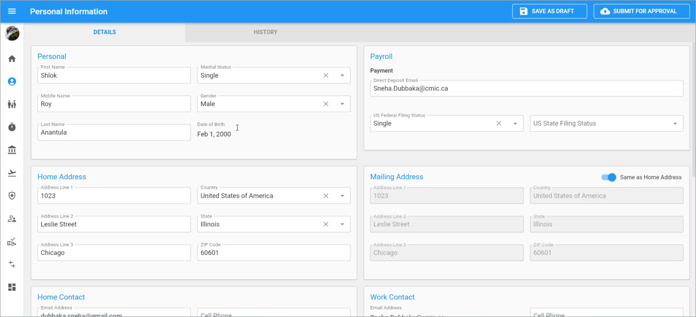 Construct ESS - Profile Information