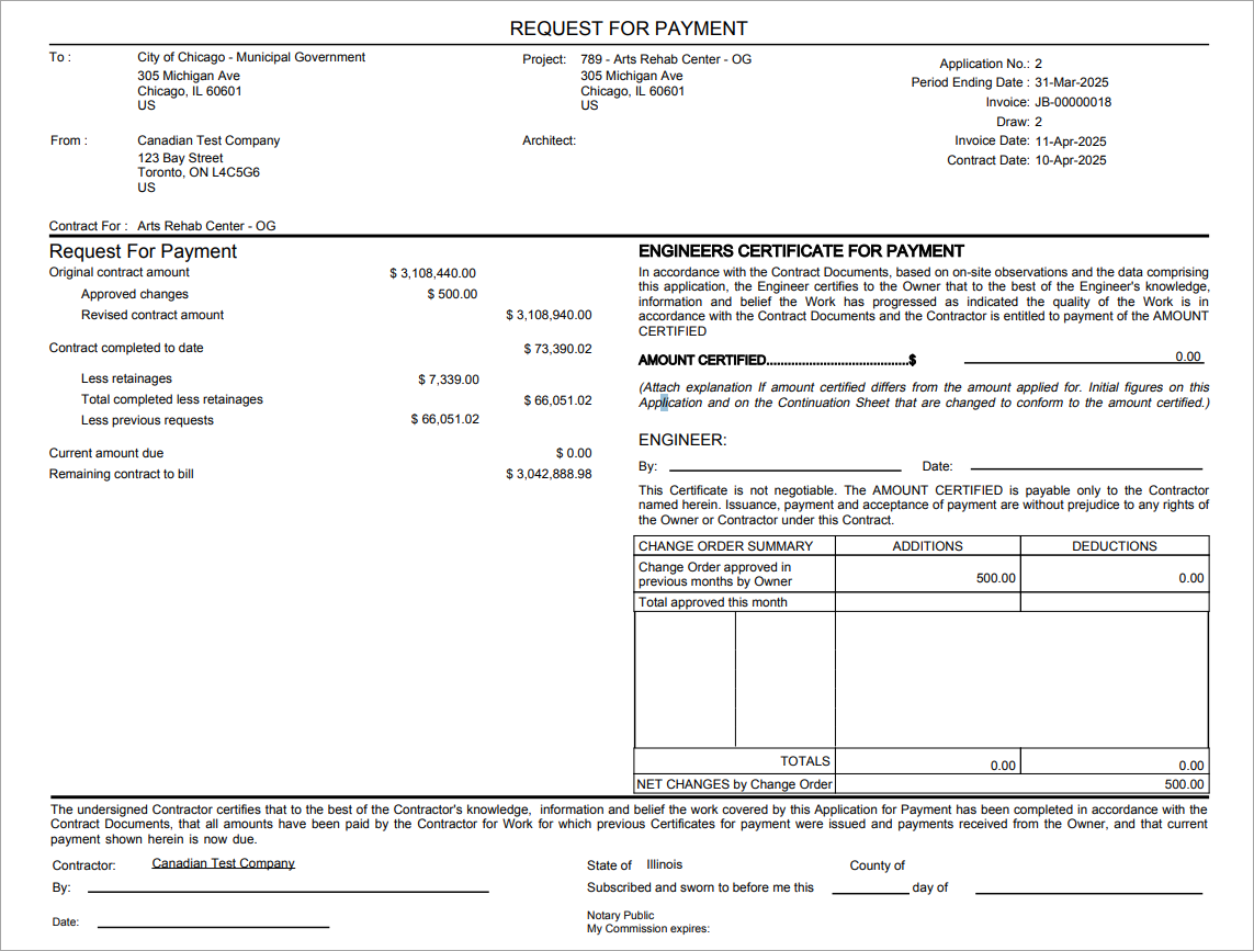 Job Billing - U10Q2 - US Standard PB Invoice With Quantity and Units