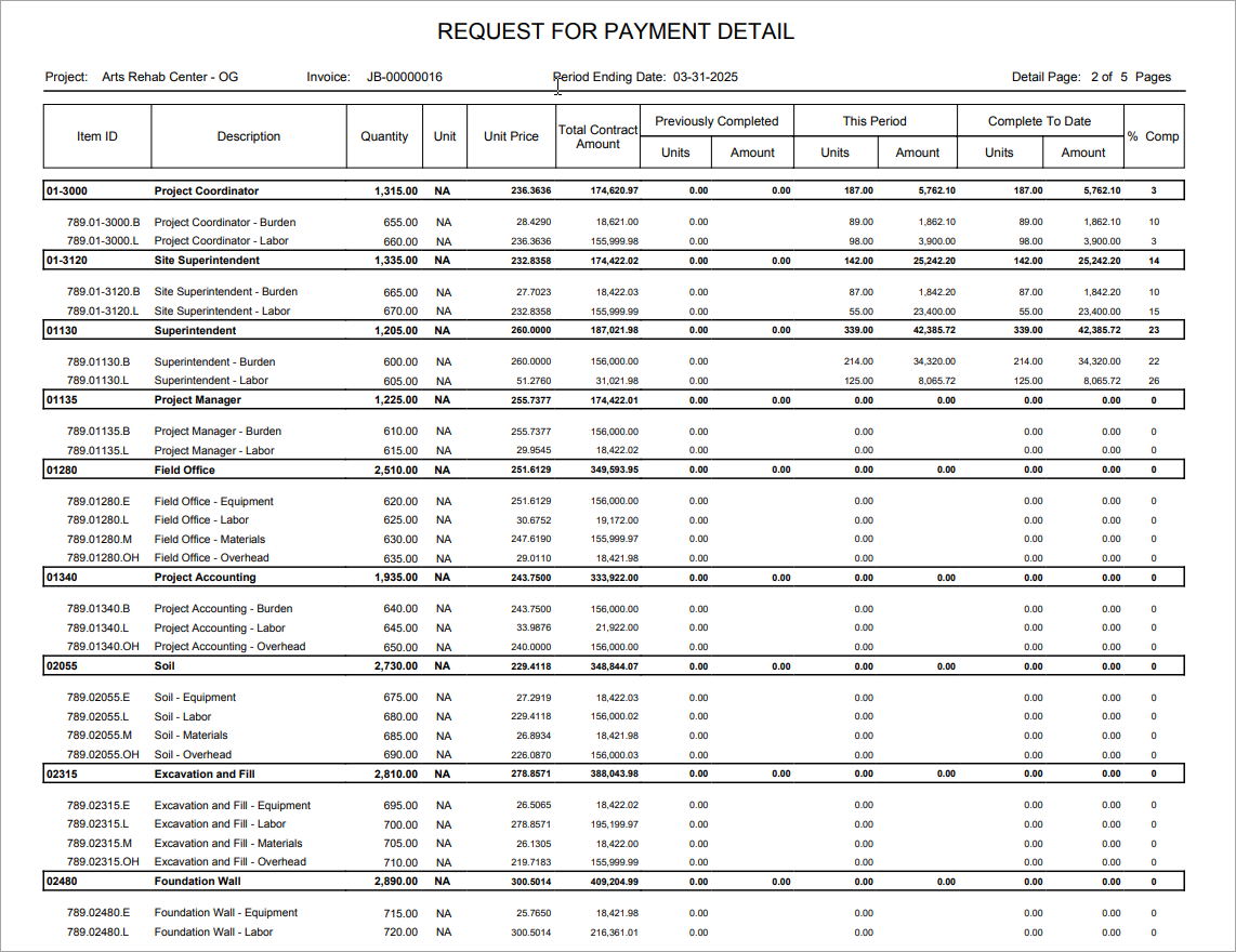 Job Billing - U10Q2 - US Standard PB Invoice With Quantity and Units