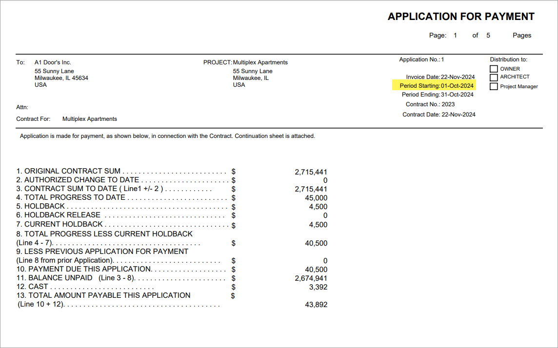 Job Billing - C13 - Canadian Format with Starting Date