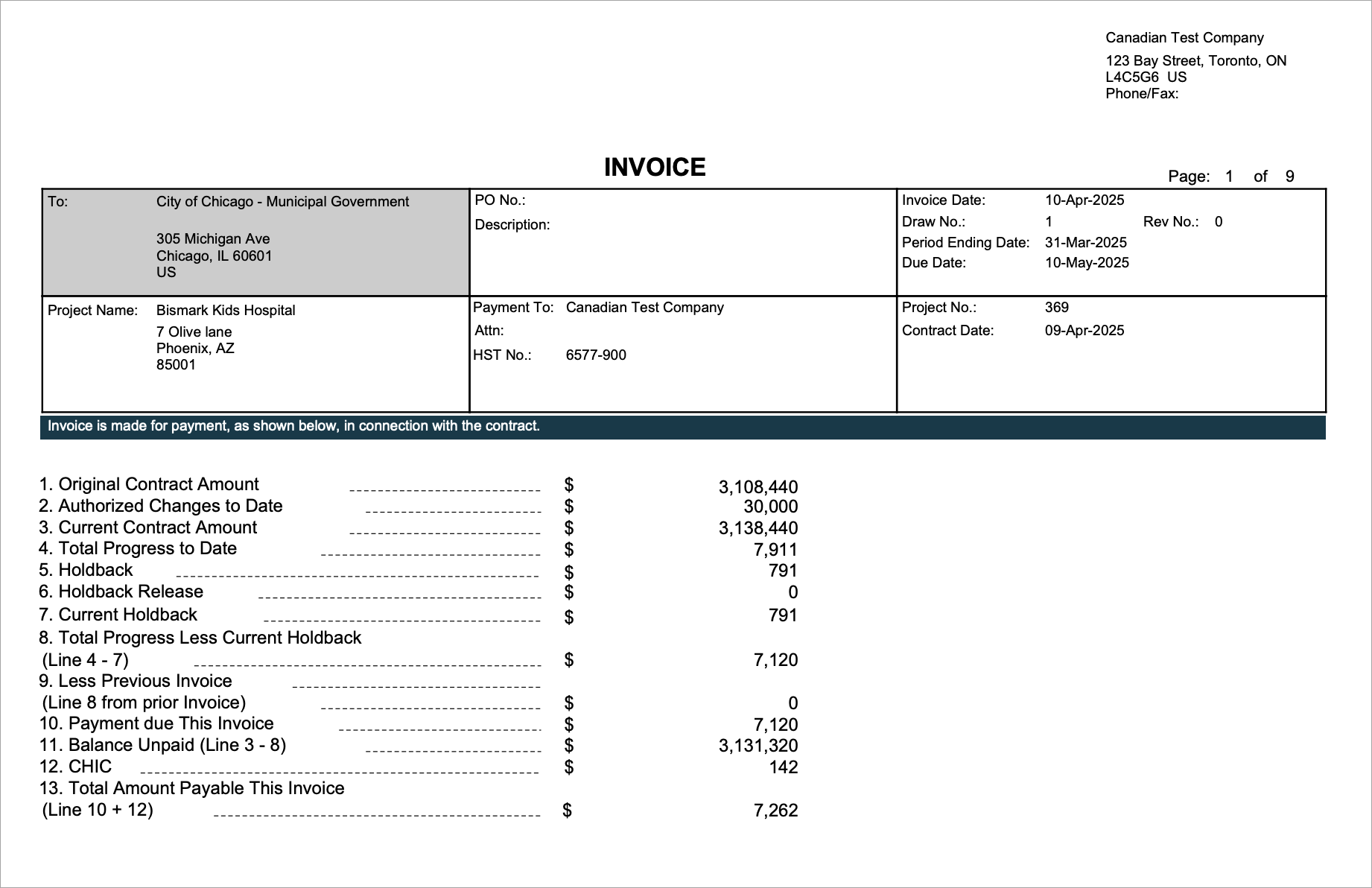 Job Billing - C11PC - Canadian Invoice PCI Detail Billing