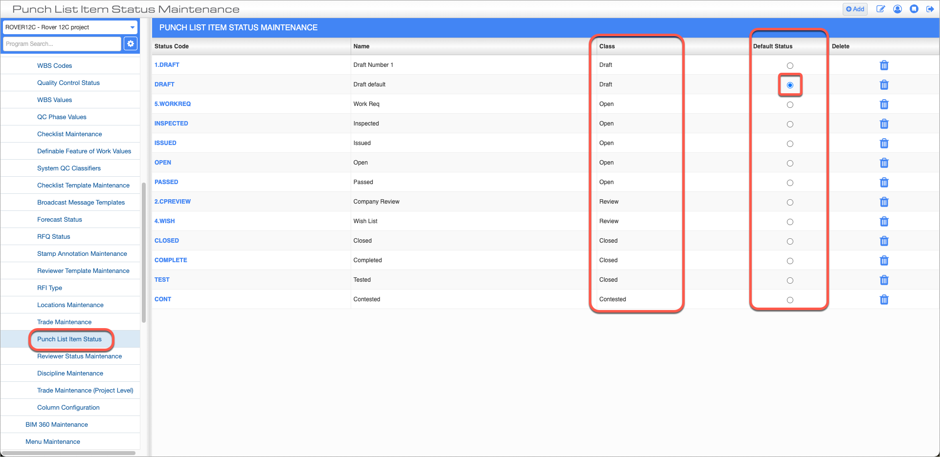 Custom Default Status and Class