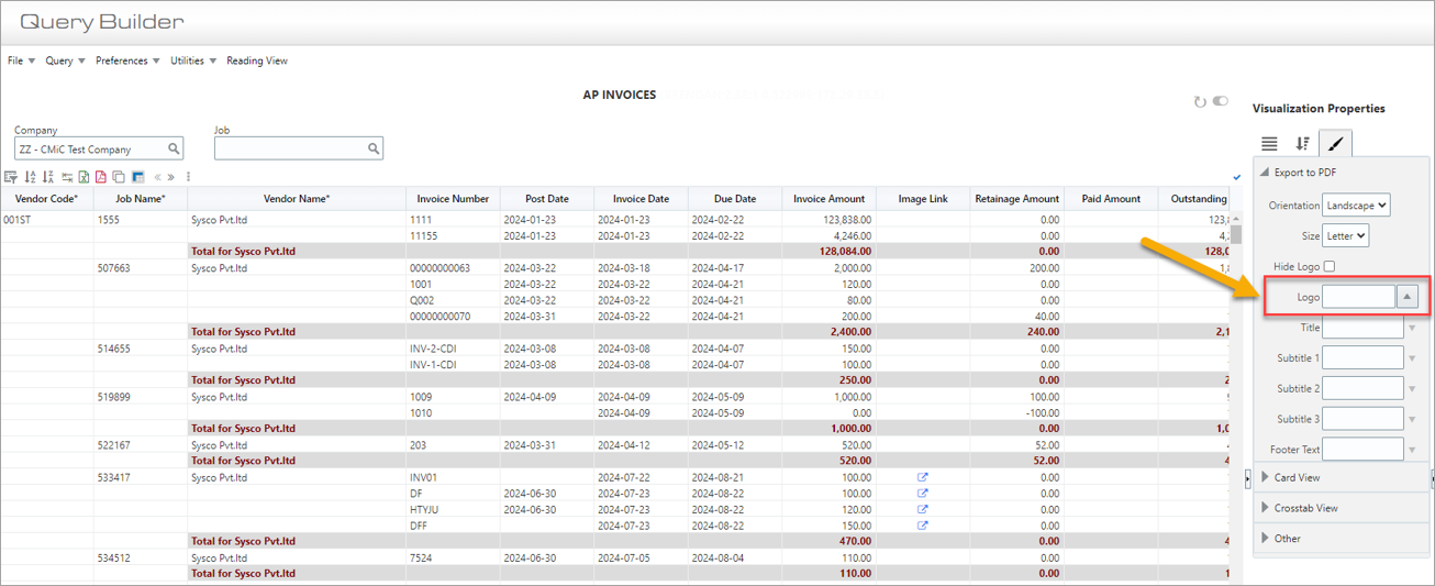 Query Export To Excel With Company Logo