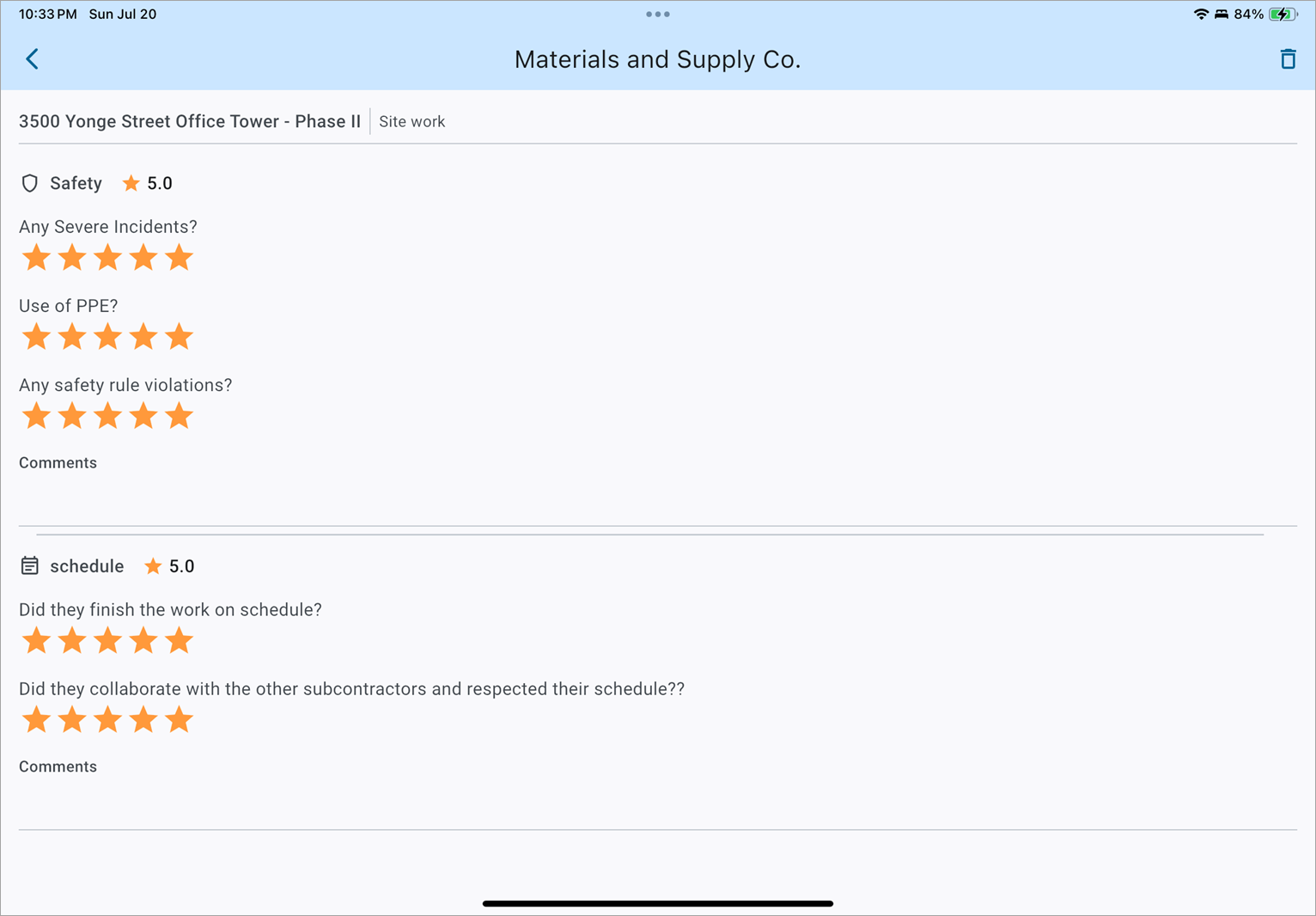 Construct PR - Reviews