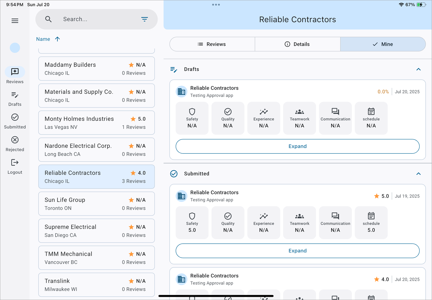 Construct PR - My Reviews