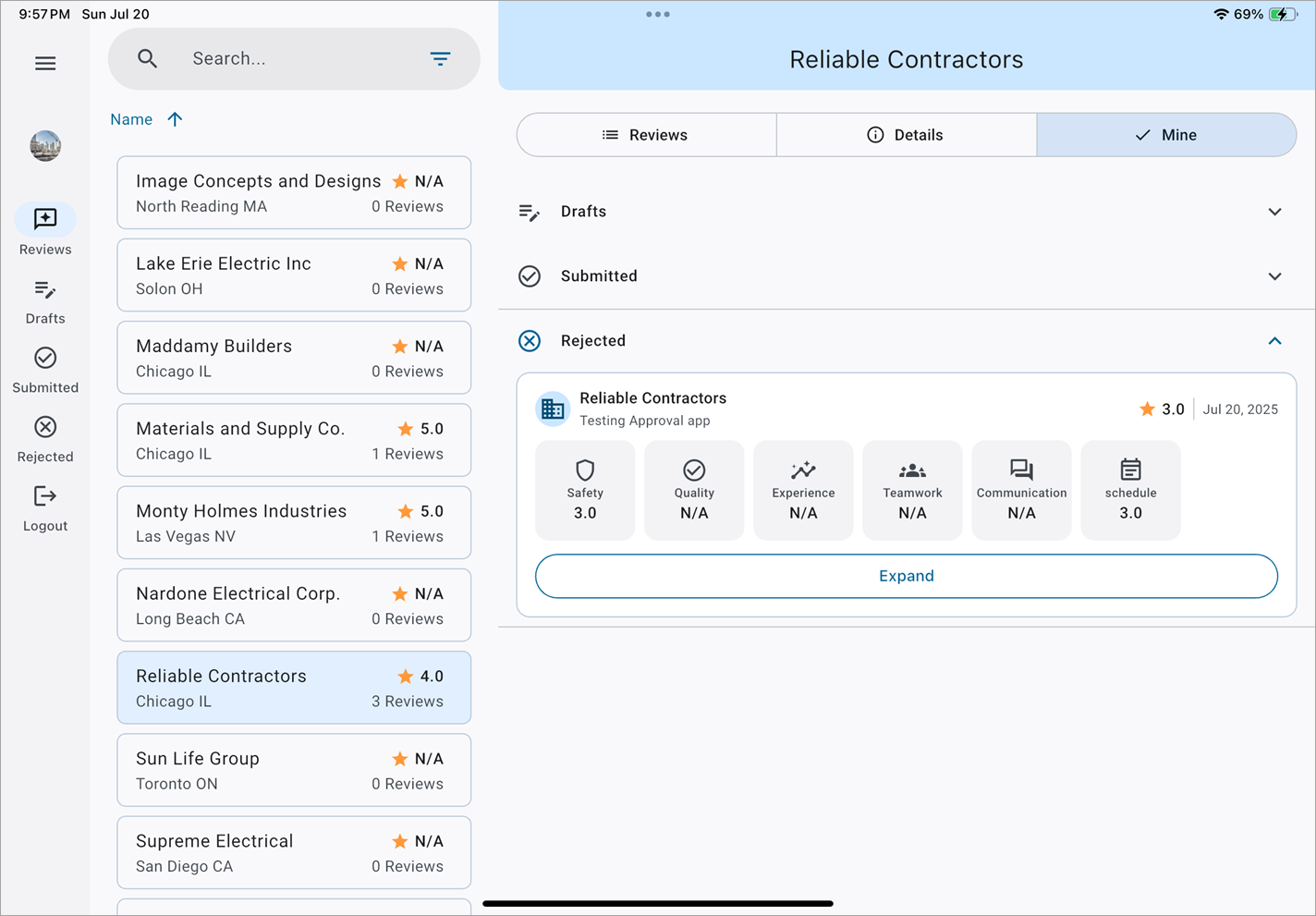Construct PR - My Reviews
