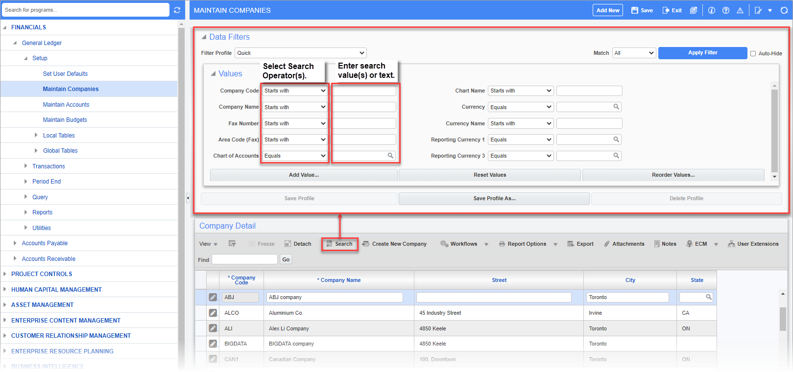 Getting Started - Searches, Table Filters & Sorts