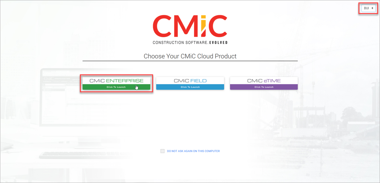 System Administration - CMiC Cloud Application Selector