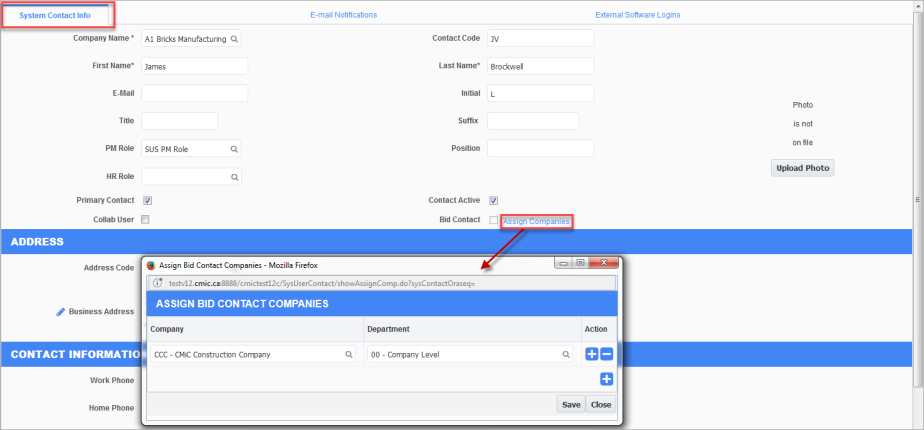 CMiC Field - Project System Options - General - Tab