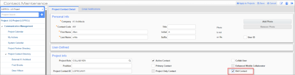 CMiC Field - Project System Options - General - Tab
