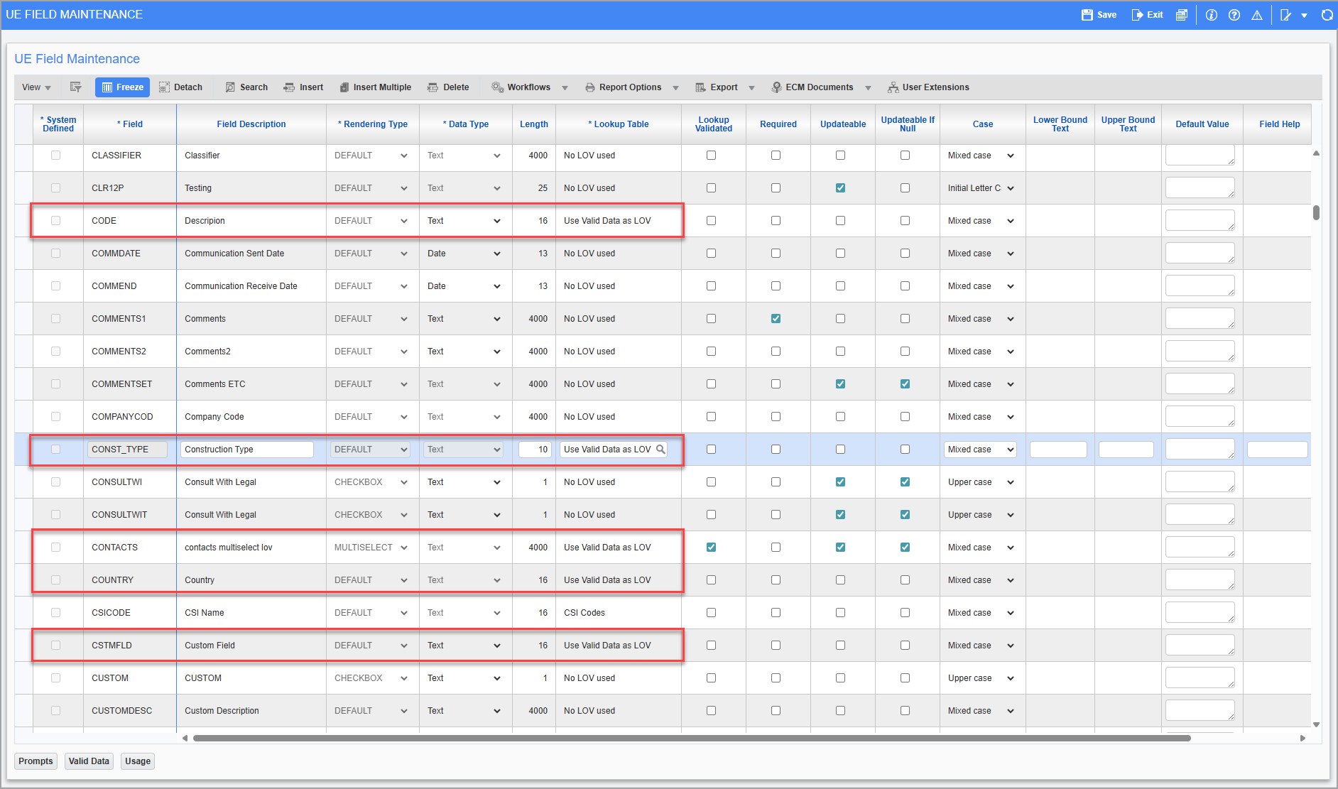 CMiC Field - User-Defined Classifiers