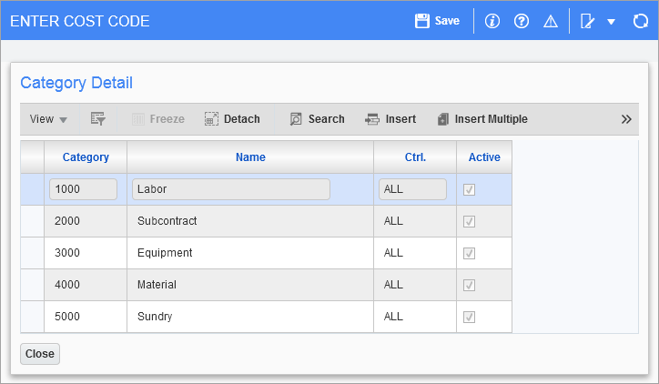 Job Costing - Enter Cost Code