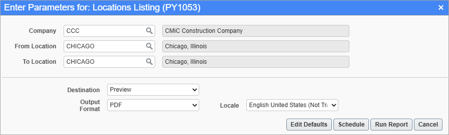 US Payroll - Locations Listing