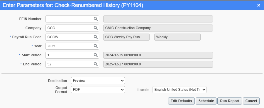 US Payroll - Check-Renumbered History