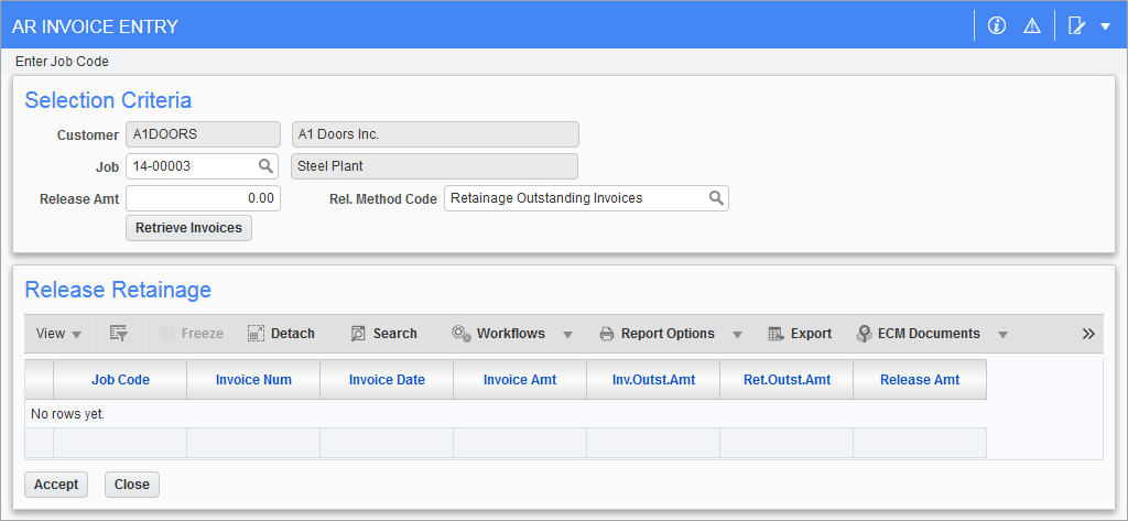 Accounts Receivable - Entering Invoices