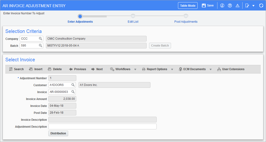 Accounts Receivable - Entering the Adjustment