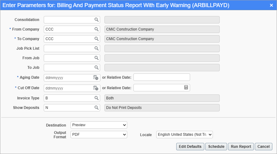 Accounts Receivable - Billing and Payment Status Report with Early Warning
