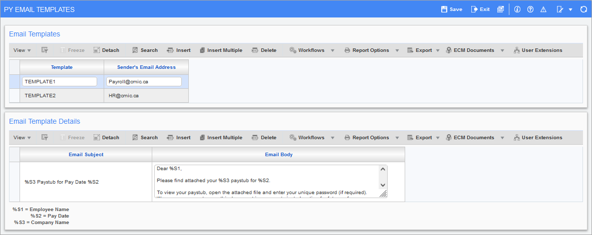 US Payroll - PY Email Templates