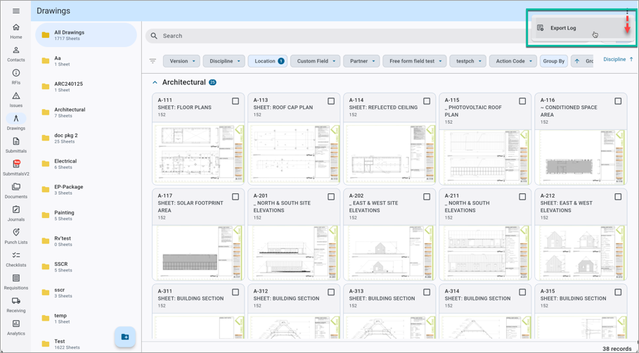 Construct PM - Export Log Feature (Web)