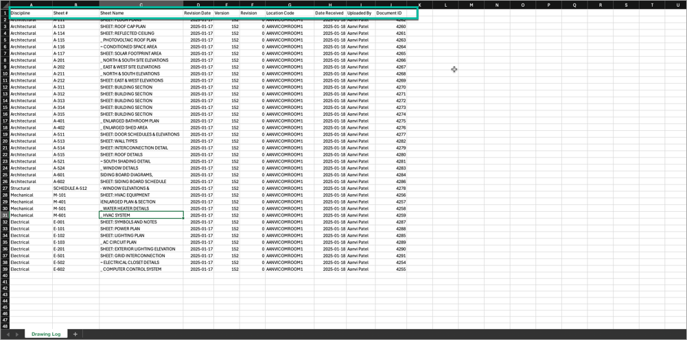 Construct PM - Export Log Feature (Web)