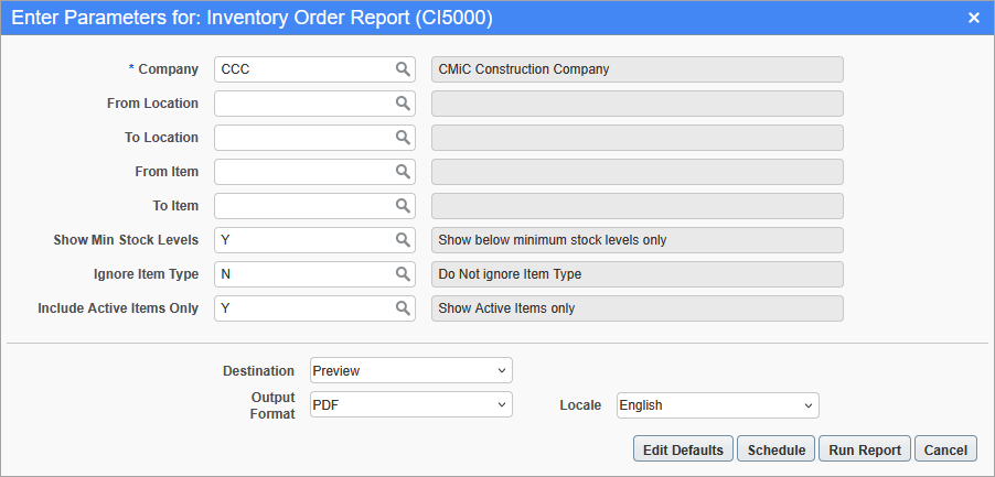 Inventory - Inventory Order Report
