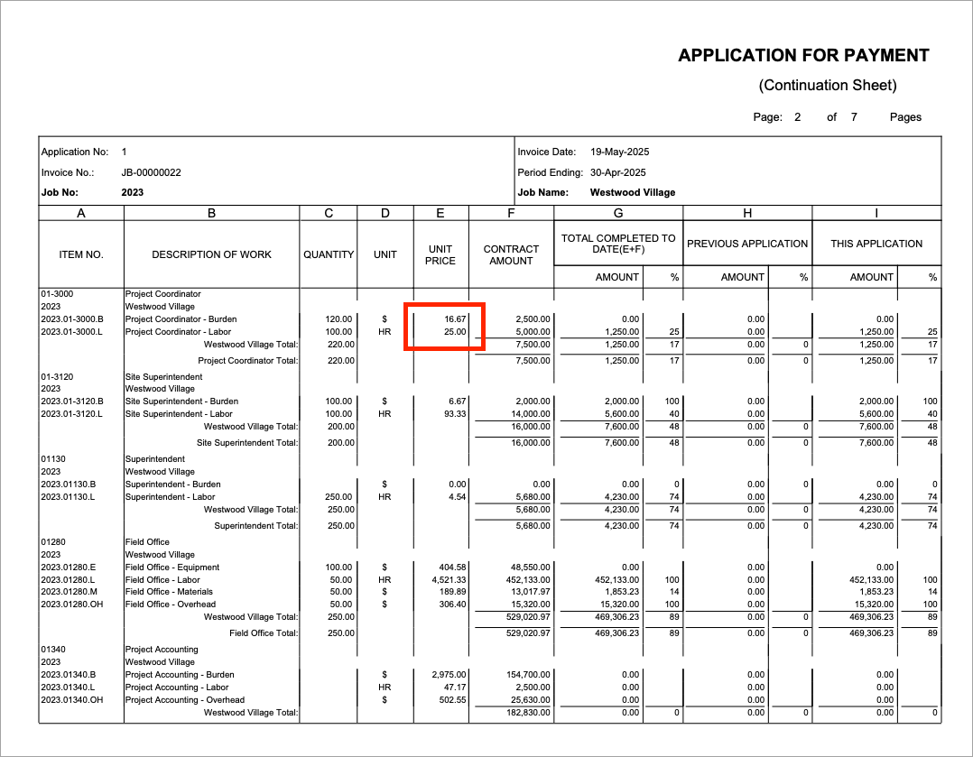 Job Billing - C10Q2 - CDN Format with Quantity