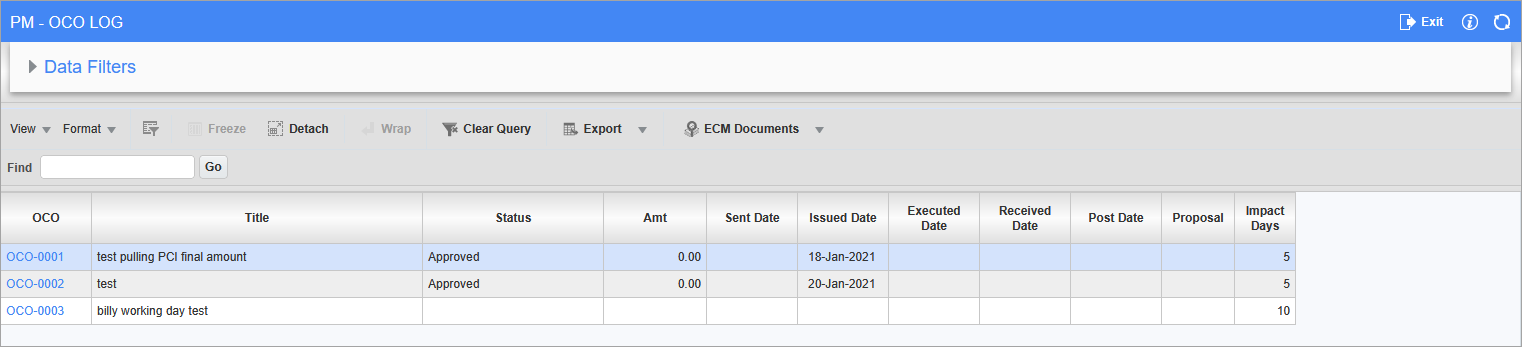 Change Management - Owner Change Order Log