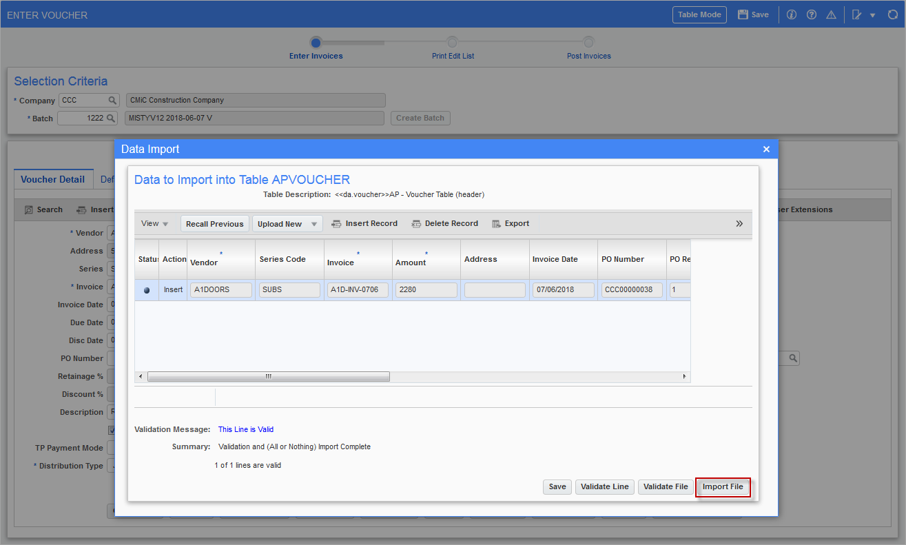 Purchase Order - Importing Voucher Header (associated to PO)