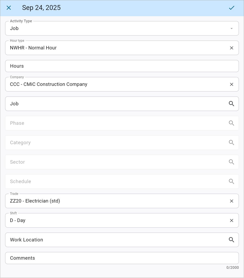 Construct ESS - Timesheet Entry