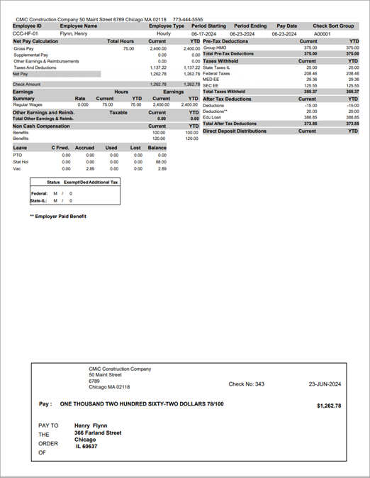 US Payroll - Standard PY Stub Formats