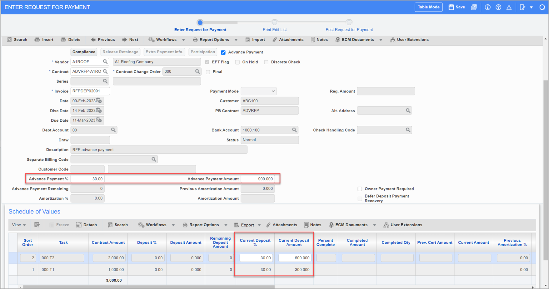 Subcontract Management - Advance Payment